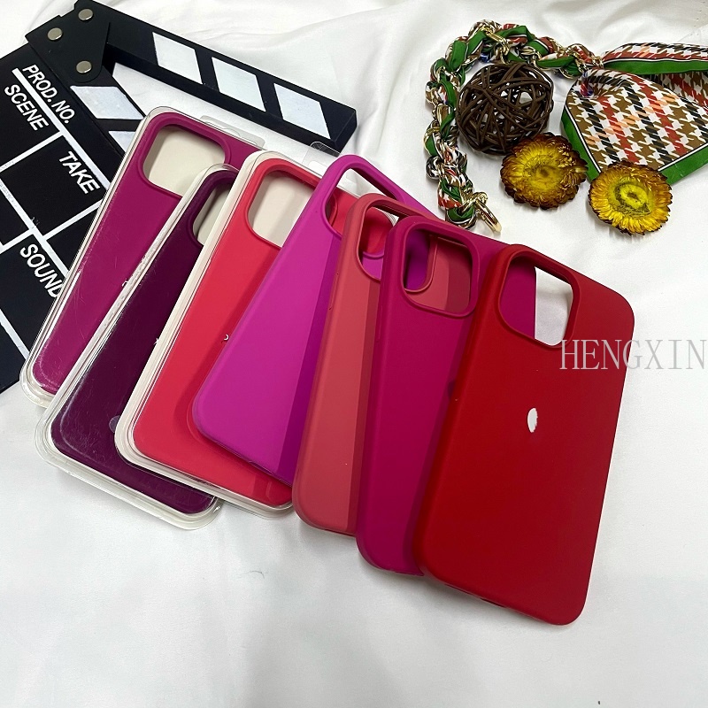 Violet Rose Red Dragon Fruit Series Liquid Silicone Phone Case Compatible with iPhone 15 Pro 14 11 12 13 Pro Max Plus Phone Case Shockproof and Anti slip Bumper Cover