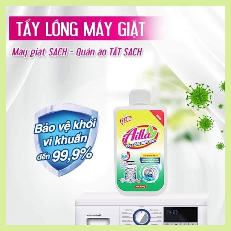 Siêu tẩy lồng máy giặt Ailla Cao Cấp, loại bỏ vết bẩn, làm sạch máy giặt - Tẩy máy giặt Ailla