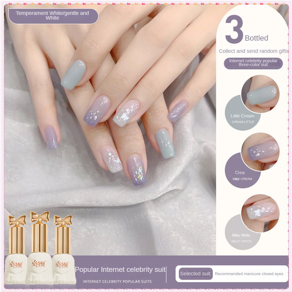 Baoshiman 3chai/1 Bộ Gel Sơn Móng Tay Sữa Xanh Màu Nude Mịn Lấp Lánh Mắt Mèo Trị Liệu Bằng Ánh Sáng Keo Dán Móng Nghệ Thuật Cho Nail Shop 10G TOGO