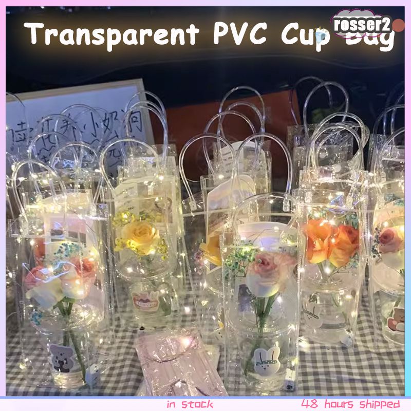 Túi Nhựa Pvc Túi Nhựa Trong Suốt Du Lịch Ngoài Trời Túi Đựng Bình Nước Trà Sữa Túi Xách-Rosser2