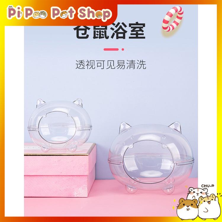 Nhà tắm/ nhà ngủ hình mèo thủy tinh trong suốt cho hamster, sóc