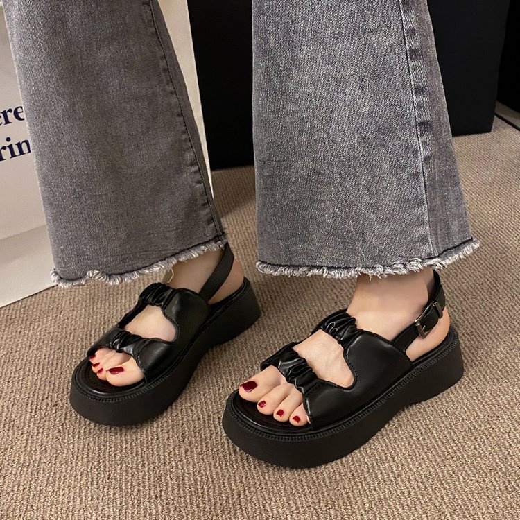 Huaqoo Dép bánh mì guốc dép sandal nữ Màu Sắc Đơn Giản Thoải Mái Cao Gót Chống Trơn Trượt dép đế xuồng   B98G1GX 33Z230818