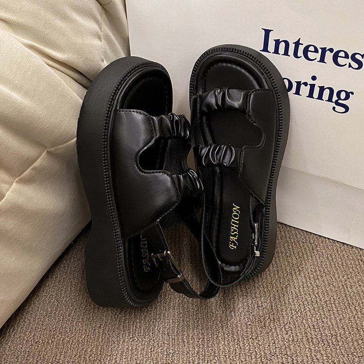 Huaqoo Dép bánh mì guốc dép sandal nữ Màu Sắc Đơn Giản Thoải Mái Cao Gót Chống Trơn Trượt dép đế xuồng   B98G1GX 33Z230818