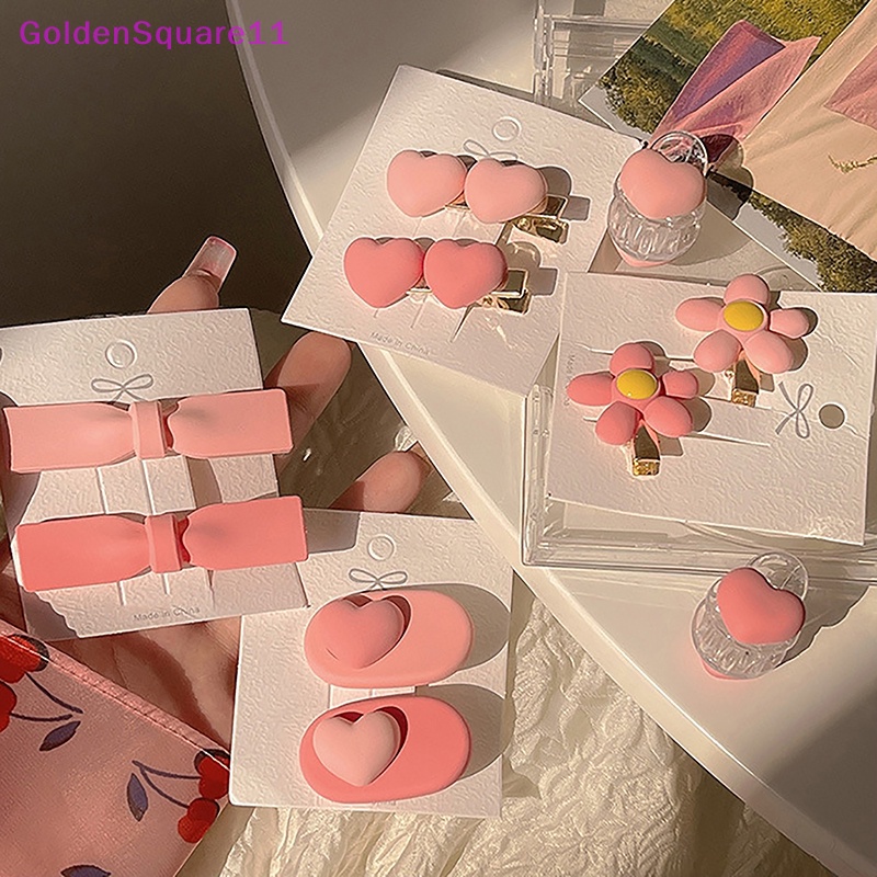 Set 2 / 3 Kẹp Tóc Hình Nơ / Hoa / Trái Tim Màu Hồng Xinh Xắn Cho Bé vn