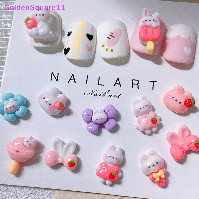 Set 10 Phụ Kiện Trang Trí Móng Tay 3d Hình Thỏ Gấu Đáng Yêu diy vn