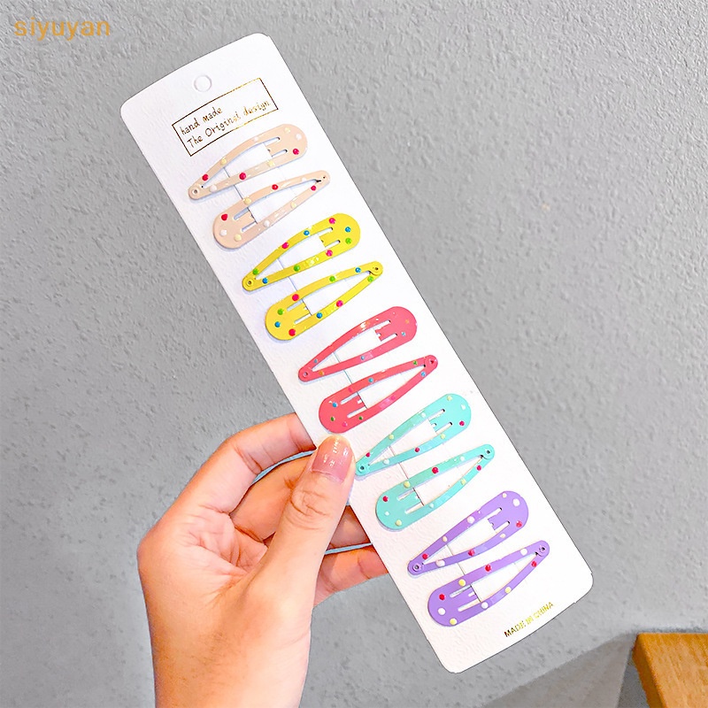 Siyuyan Set 10 Kẹp Tóc Hình Ngôi Sao / Giọt Nước Nhiều Màu Sắc Dễ Thương Cho Bé vn