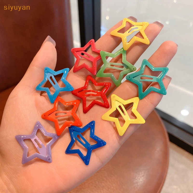 Siyuyan Set 10 Kẹp Tóc Hình Ngôi Sao Dạ Quang Nhiều Màu Sắc Dễ Thương Cho Bé vn