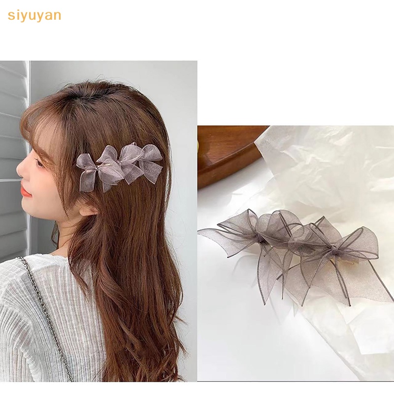 Siyuyan Kẹp Tóc Nơ Lớn Màu Trơn Thời Trang Cho Nữ vn