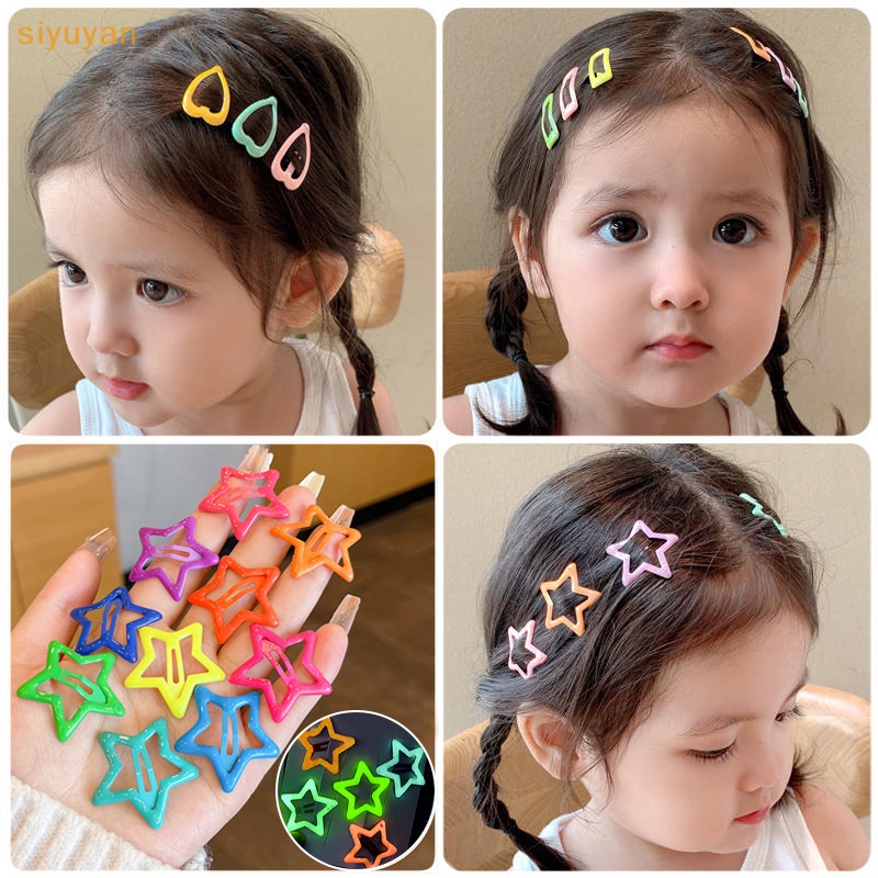 Siyuyan Set 10 Kẹp Tóc Hình Ngôi Sao Dạ Quang Nhiều Màu Sắc Dễ Thương Cho Bé vn