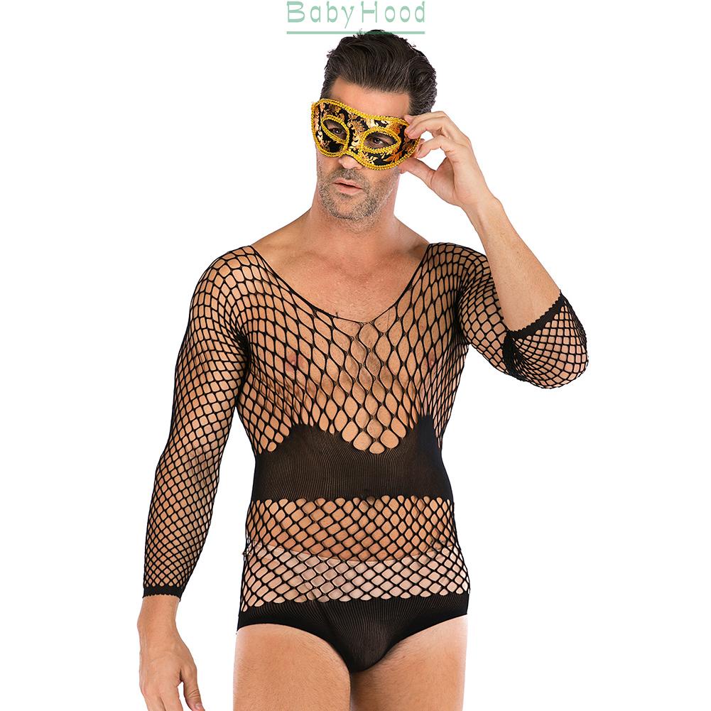 Sexy Men Fishnet Pantyhose Clubwear Full Body Stockings Sissy Bodysuit Lingerie#BBHOOD
