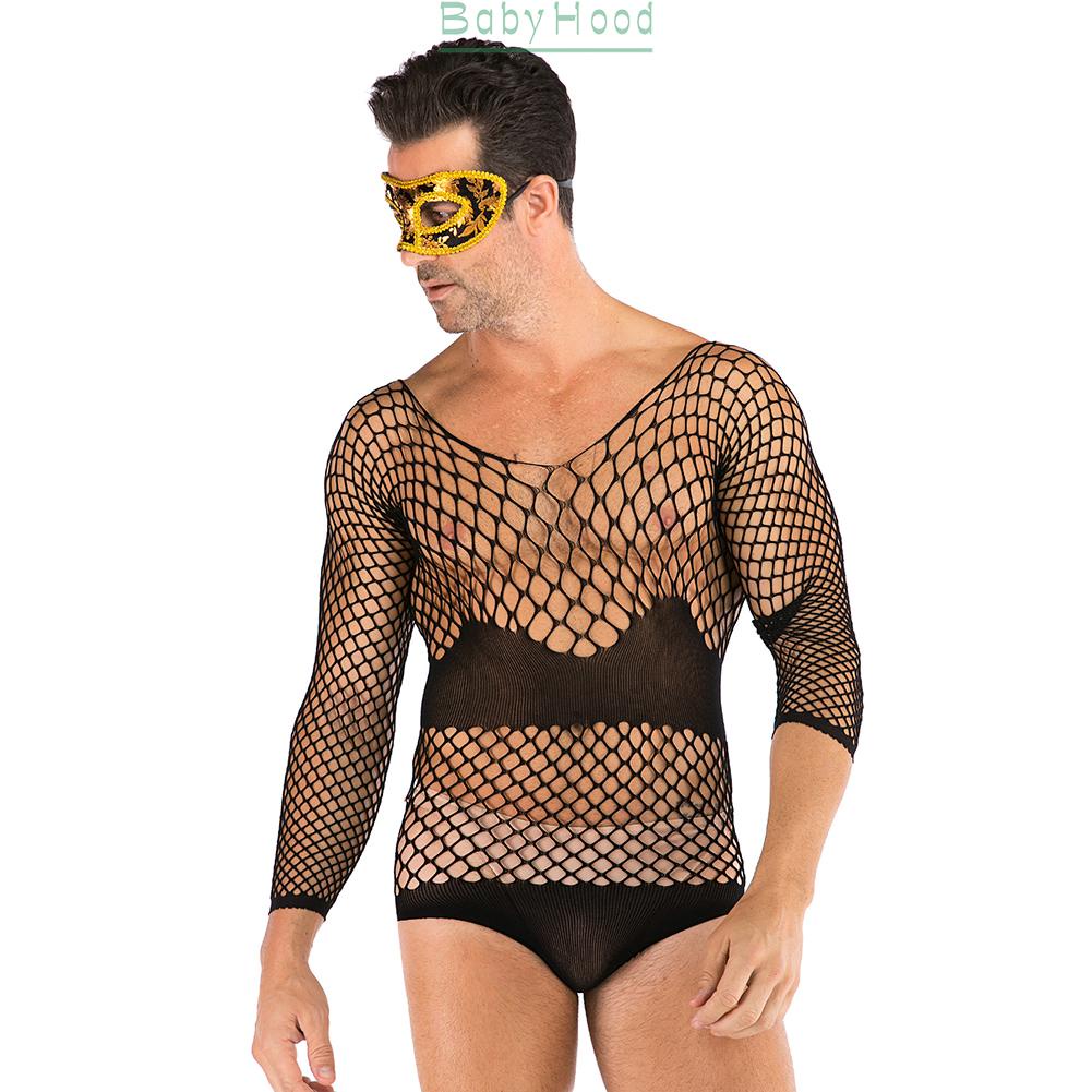 Sexy Men Fishnet Pantyhose Clubwear Full Body Stockings Sissy Bodysuit Lingerie#BBHOOD