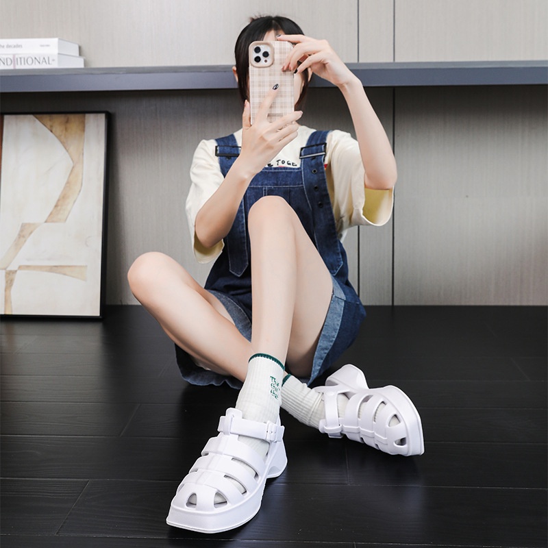 AYUER Xăng đan Đế Dày 5.0cm Chống Trượt Thời Trang Cho Nữ