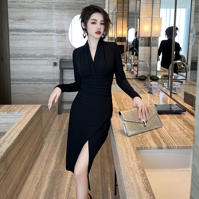 Áo Khoác Lông Dáng Dài Cổ Chữ v Phong Cách Thời Trang Mùa Thu Pháp Hàng Mới 2023 6051