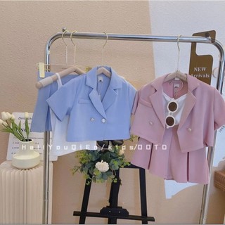 Bộ Đồ Thể Thao Áo Khoác vest + Quần Short Phong Cách Hàn Quốc Thời Trang Thu Đông Cho Nữ