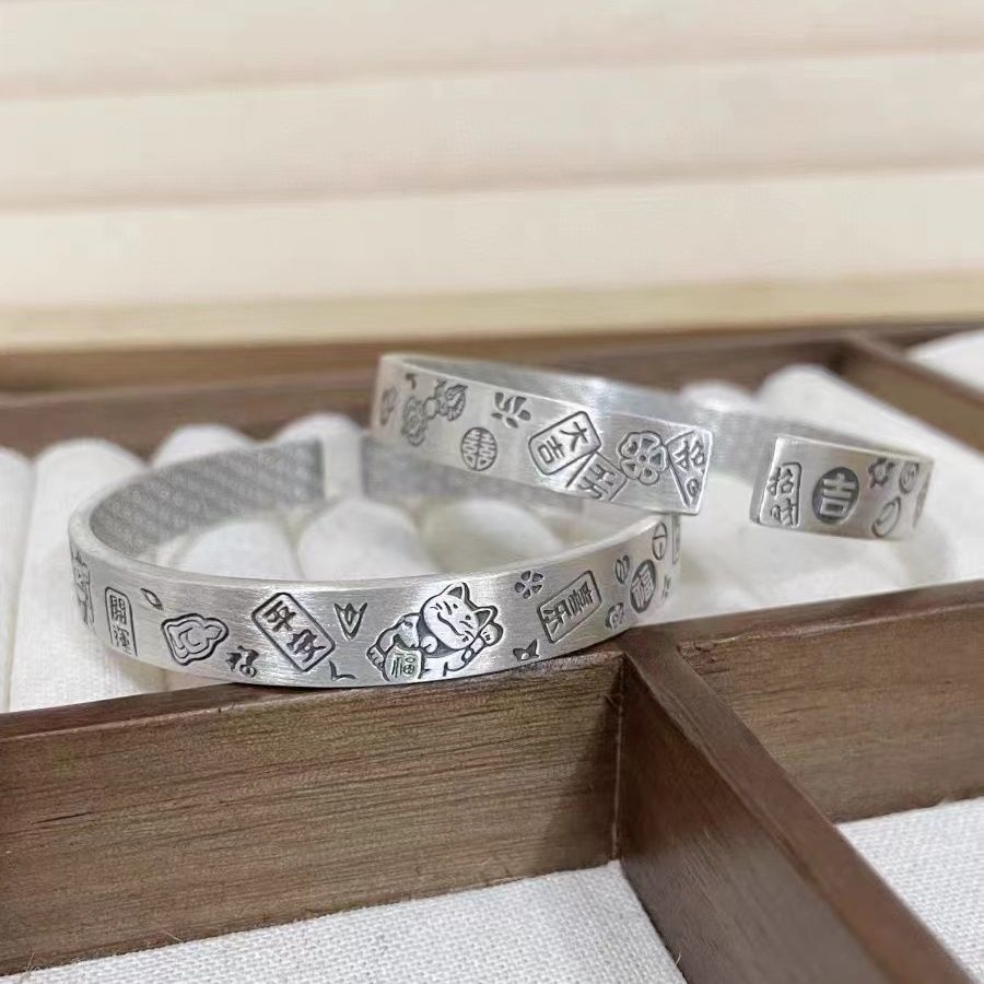 Vòng Tay Bạc 999 Hình Mèo May Mắn Có Khóa Chữ Tốt Kiểu ins Có Giá Trị Cao Cấp Làm Quà Tặng Bán Chạy Cho Bạn Gái haobing boutiqu
