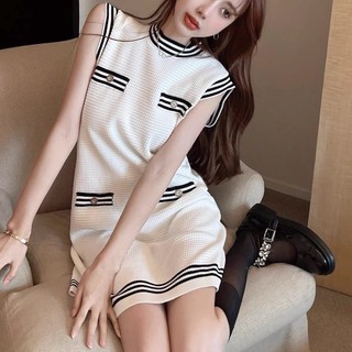 [Có sẵn] [Ảnh thật] ĐẦM LEN SÁT NÁCH VIỀN SỌC