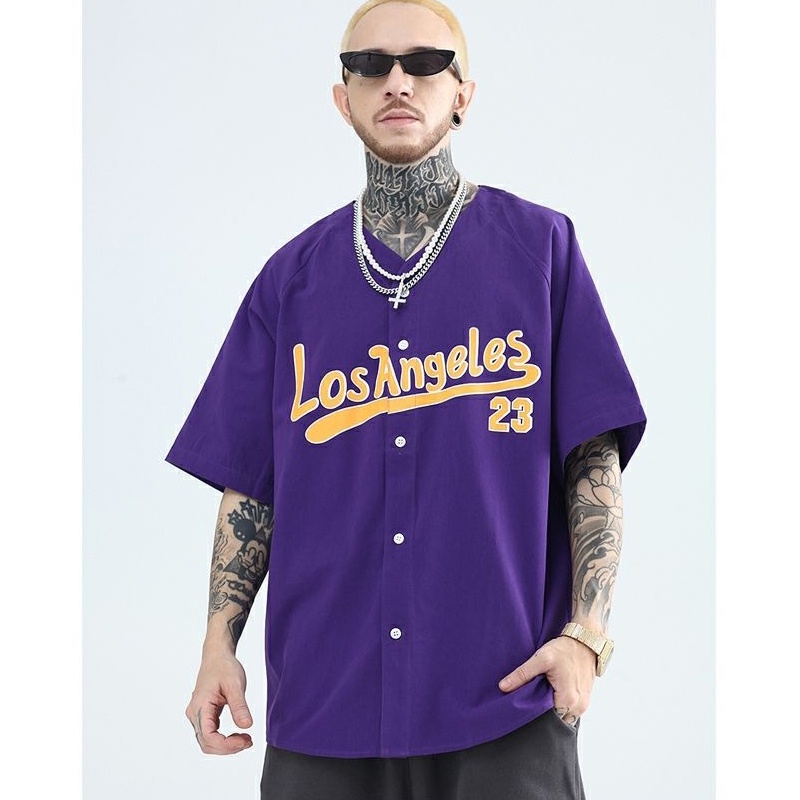 Hot sale✨Áo Thun Bóng Chày Tay Ngắn In Số 23 Phong Cách hip hop Mỹ Cho Nam