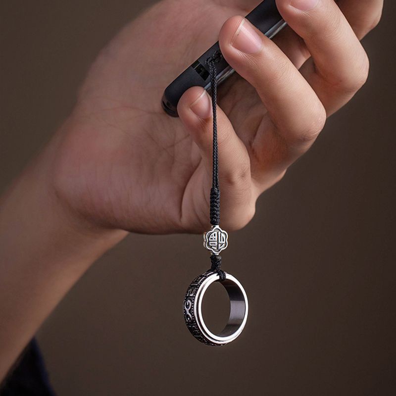 Six- Móc Điện Thoại Dạng Nhẫn Bằng Bạc sterling Sáng Tạo Cho Nam Nữ