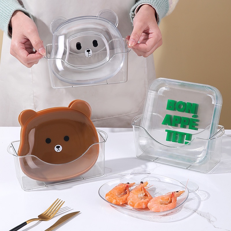 Đĩa Đựng Trái Cây / snack Trong Suốt Hình Xương Gấu