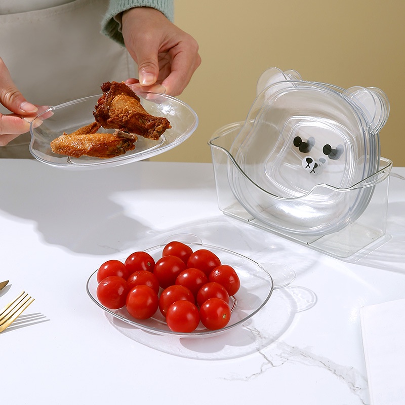 Đĩa Đựng Trái Cây / snack Trong Suốt Hình Xương Gấu