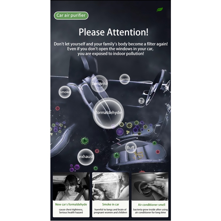 Thông Minh Máy Lọc Không Khí Khử Mùi Xe Hơi Ba Lớp ion Âm