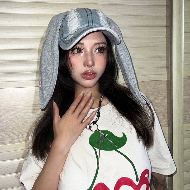 Dễ Thương Mũ Cao Bồi Đính Tai Thỏ Dài Giải Tỏa Căng Thẳng Phong Cách Cao Bồi