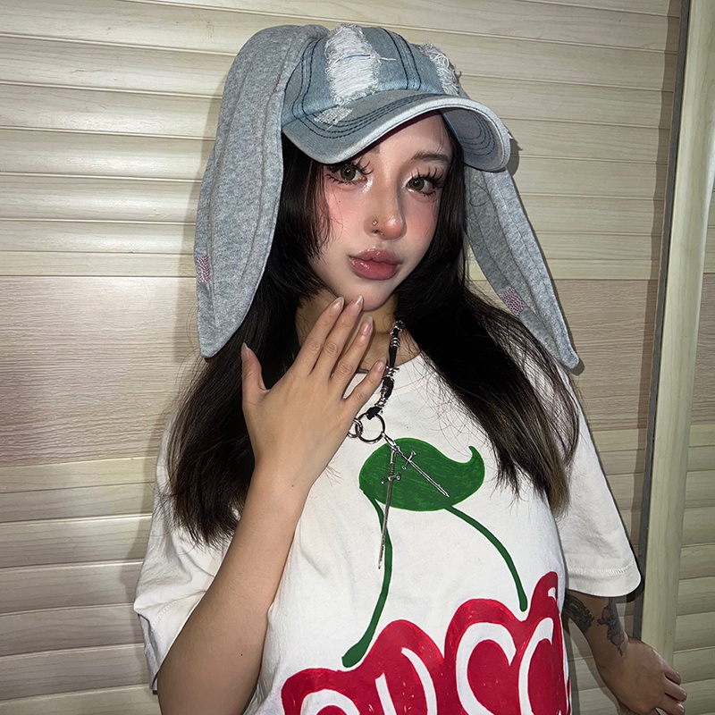 Dễ Thương Mũ Cao Bồi Đính Tai Thỏ Dài Giải Tỏa Căng Thẳng Phong Cách Cao Bồi