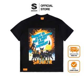 Áo thun 100% cotton hình con chó - money is a bad master tee in black