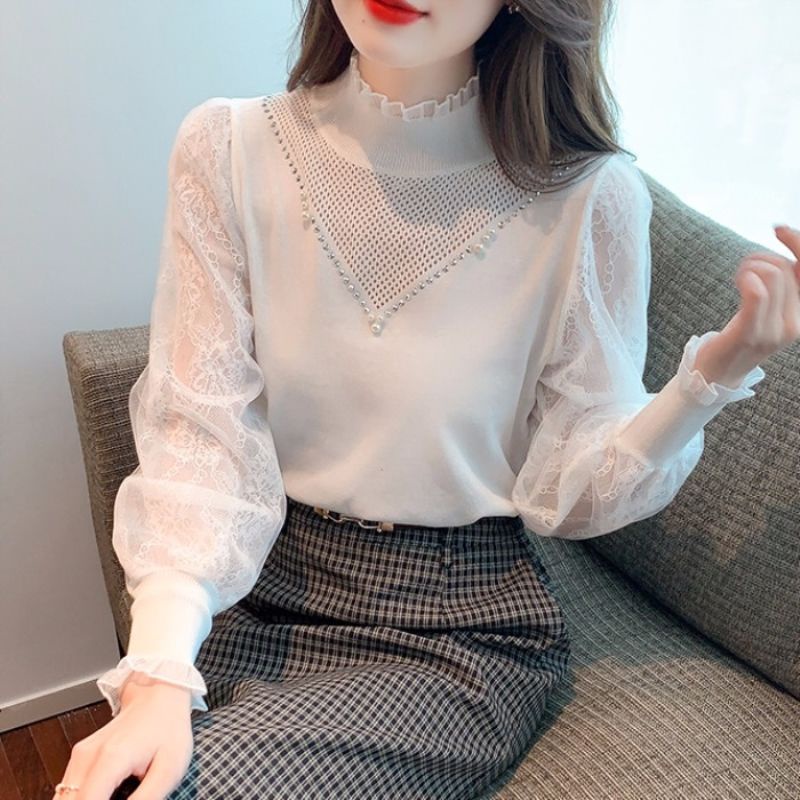 Áo sweater Dệt Kim Cổ Cao Tay Dài Phong Cách Hàn Quốc Thời Trang Xuân Thu Mới Cho Nữ