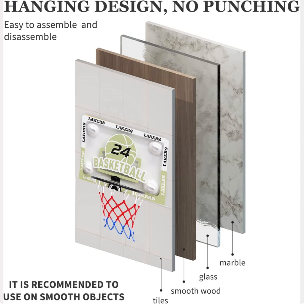 Bảng Chơi Bóng Rổ Treo Tường Không Cần Khoan Basketball Hoop NBA Size Lớn 52x36cm