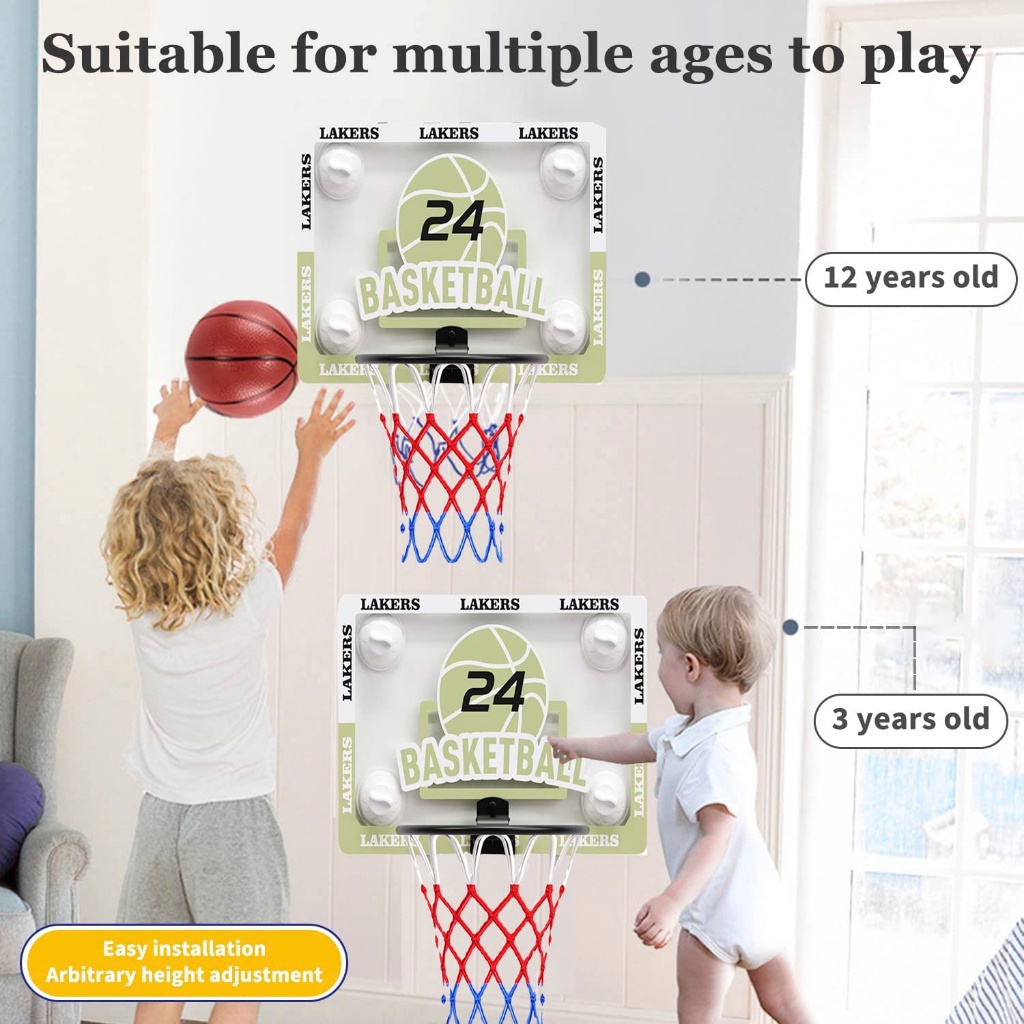 Bảng Chơi Bóng Rổ Treo Tường Không Cần Khoan Basketball Hoop NBA Size Lớn 52x36cm