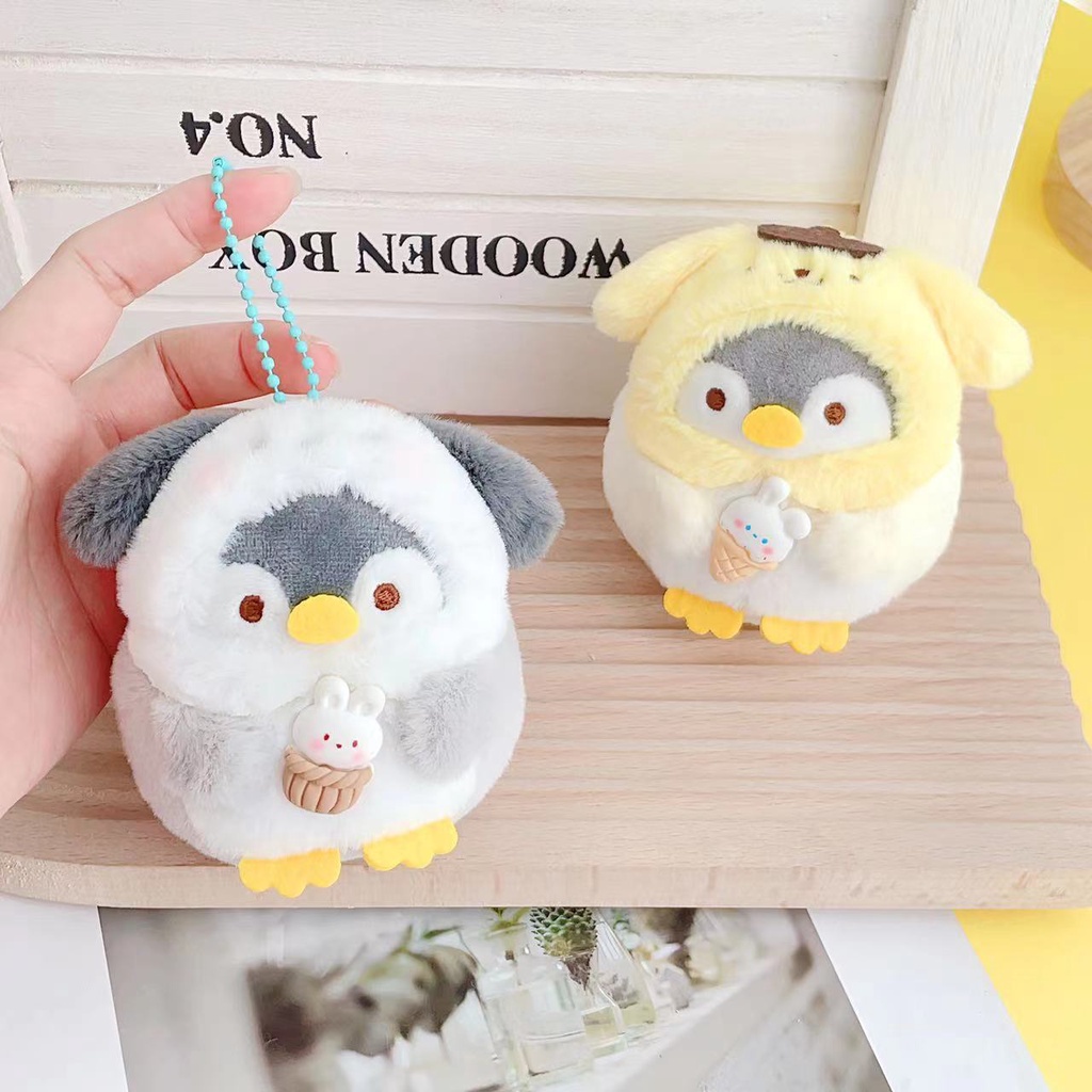 Kawaii sanrio Móc Khóa Nhồi Bông Hình Chim Cánh Cụt Mặc Quần Áo Dễ Thương Làm Quà Sinh Nhật