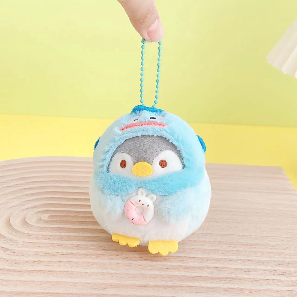 Kawaii sanrio Móc Khóa Nhồi Bông Hình Chim Cánh Cụt Mặc Quần Áo Dễ Thương Làm Quà Sinh Nhật