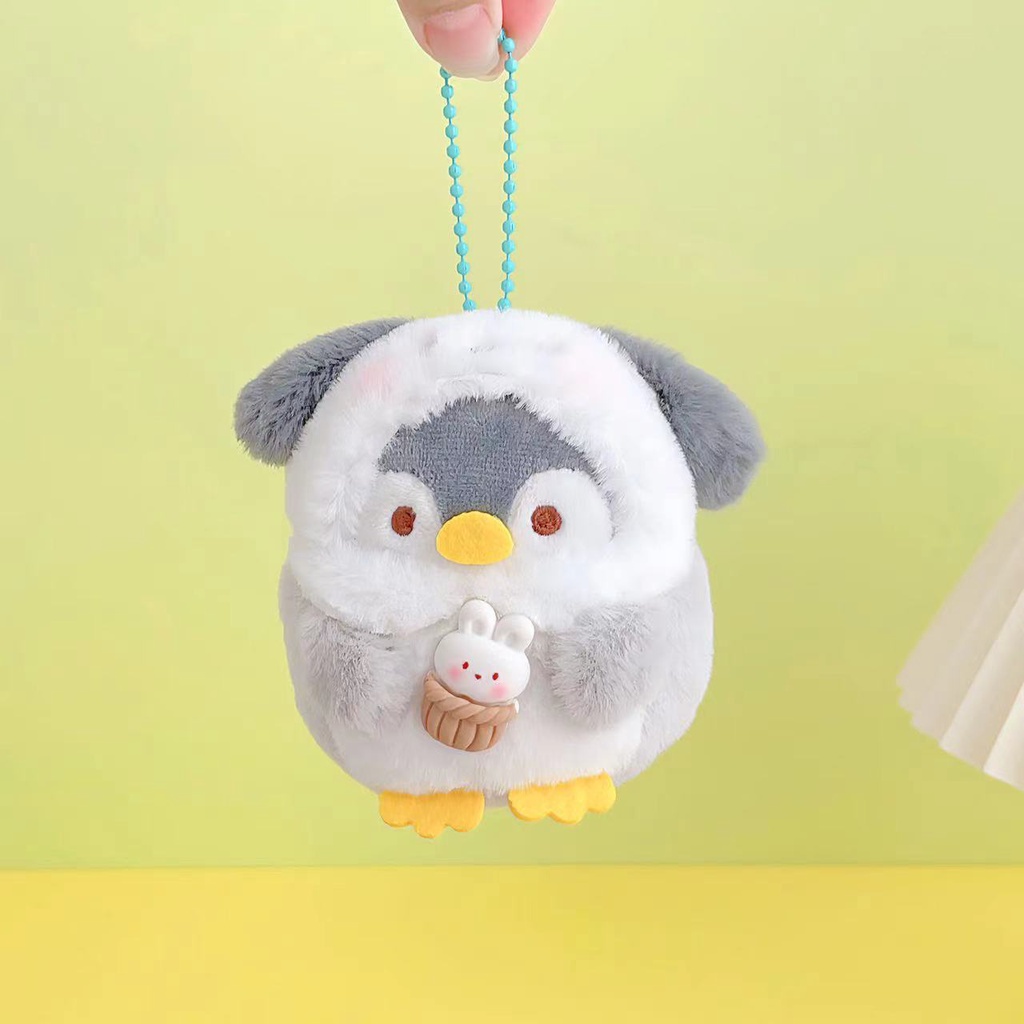 Kawaii sanrio Móc Khóa Nhồi Bông Hình Chim Cánh Cụt Mặc Quần Áo Dễ Thương Làm Quà Sinh Nhật