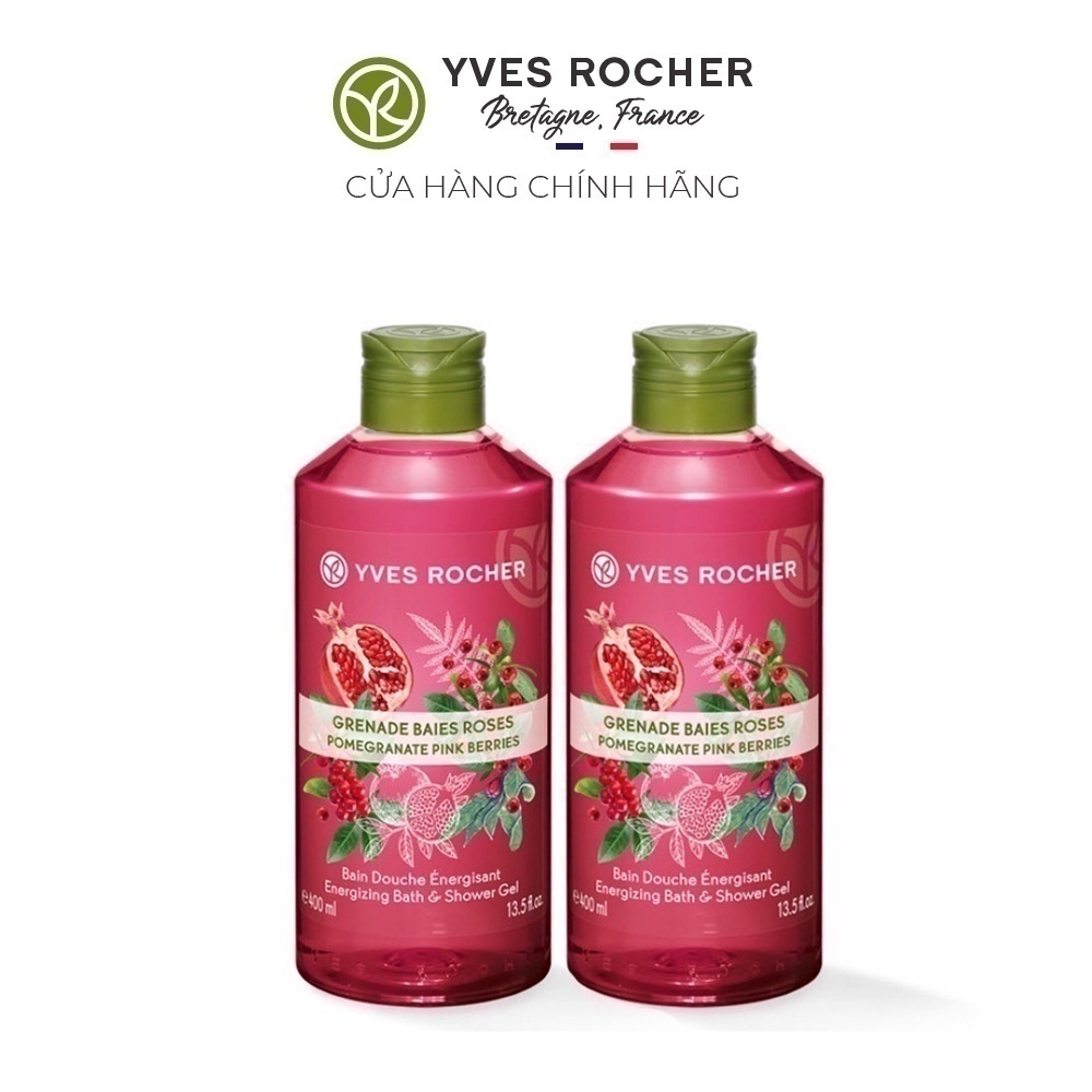 Combo 2 Sữa Tắm Hương Quả Lựu Và Hạt Tiêu Hồng Yves Rocher Pomegranate Pink Berries Relaxing Bath & Shower Gel 400ml