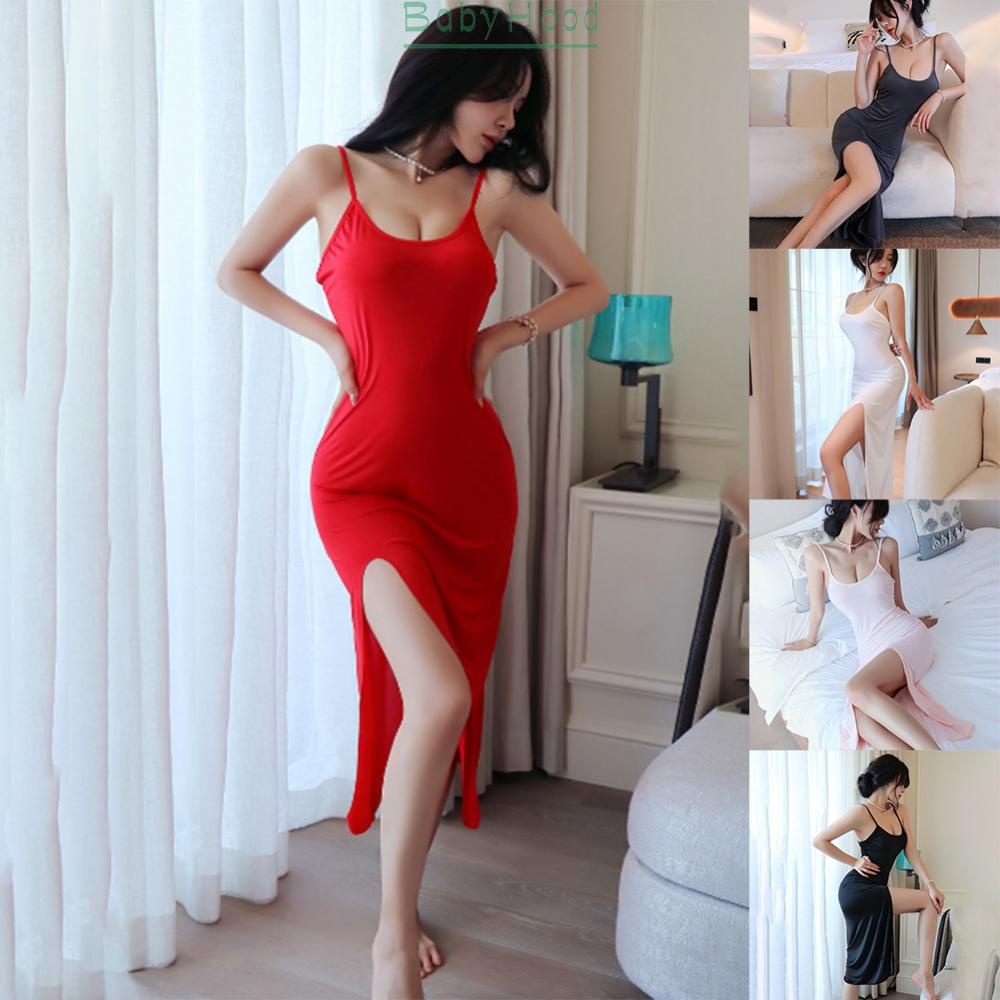 Women Bodycon Dress Slight Strech Solid Color Women Strappy Ultra Thin#BBHOOD
