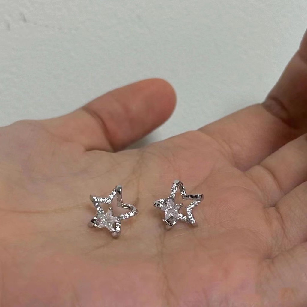 Thời Trang Bông Tai Bạc Hình Ngôi Sao Đính Đá zircon