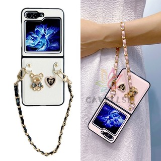 Dễ Thương Bao Da Điện Thoại pu Nắp Gập Chống Sốc Hình Gấu Với Dây Đeo Cho samsung galaxy z flip 5 z flip 4 z flip 3 flip 5 flip4