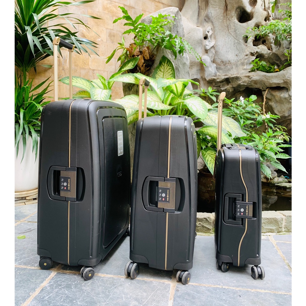 Vali Samsonite S Cure DLX màu Black/Gold - Bản giới hạn - Cao cấp -  Made in EU - HANGDUC88