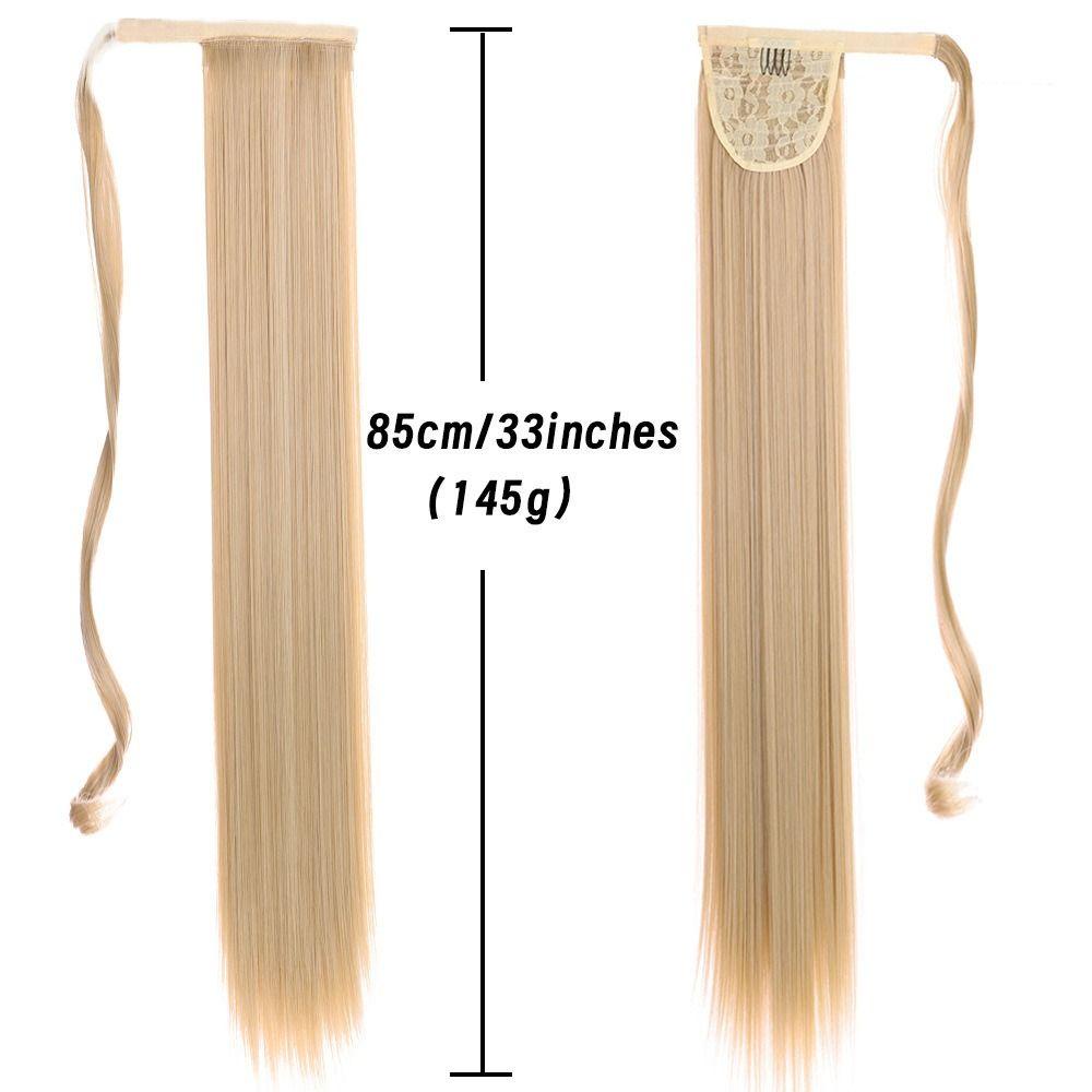 Isitaftb Kẹp Tóc Giả Đuôi Ngựa Thẳng Dài Tự Nhiên Mềm Mịn 33 Inches Dành Cho Bạn Nữ / Bé Gái