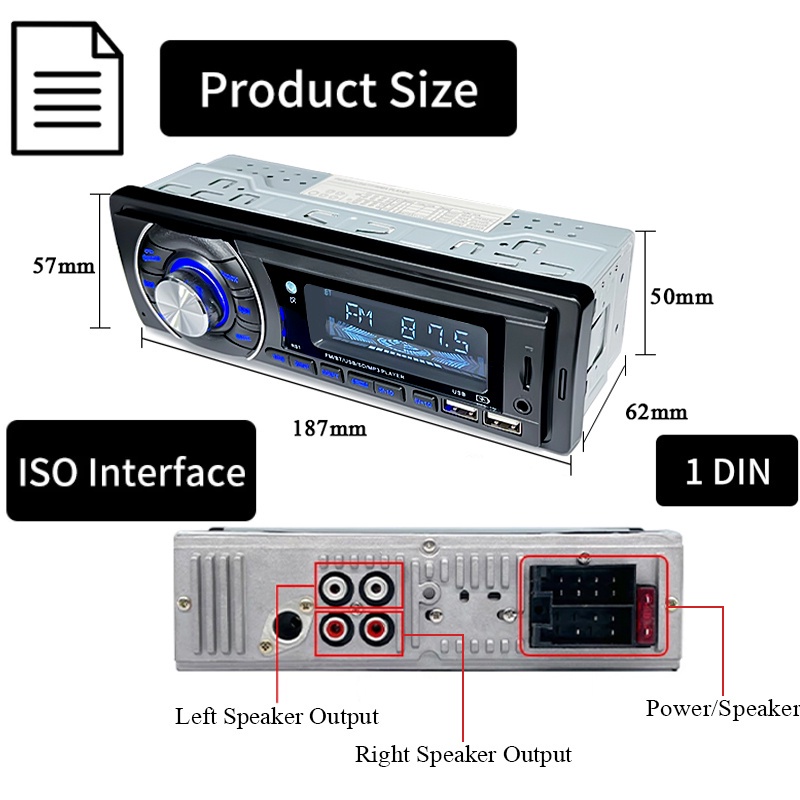 Máy Nghe Nhạc MP3 12V AUX / USB / Thẻ TF 1din Kết Nối Bluetooth Cho Xe HơiJD CO TH