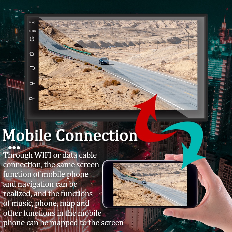 Máy Nghe Nhạc / Video / GPS Android 2 Din Có Kết Nối Bluetooth 2G Ram + 32g ROM Có Màn Hình Lớn Thông Dụng Cho Xe HơiJD