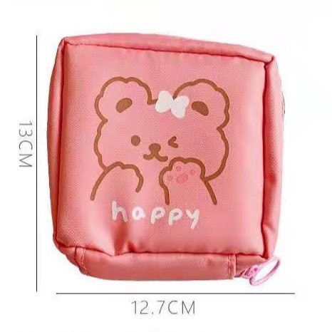 Túi đựng băng vệ sinh, phụ kiện mỹ phẩm hình hình gấu xinh xắn phong cách Hàn Quốc có khoá kéo tiện lợi TDL11