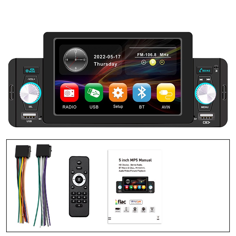 Máy Nghe Nhạc MP5 Màn Hình Cảm Ứng HD 5 Inch Kết Nối Bluetooth Đa Phương Tiện FM 1 Din Cho Xe HơiJD CO TH