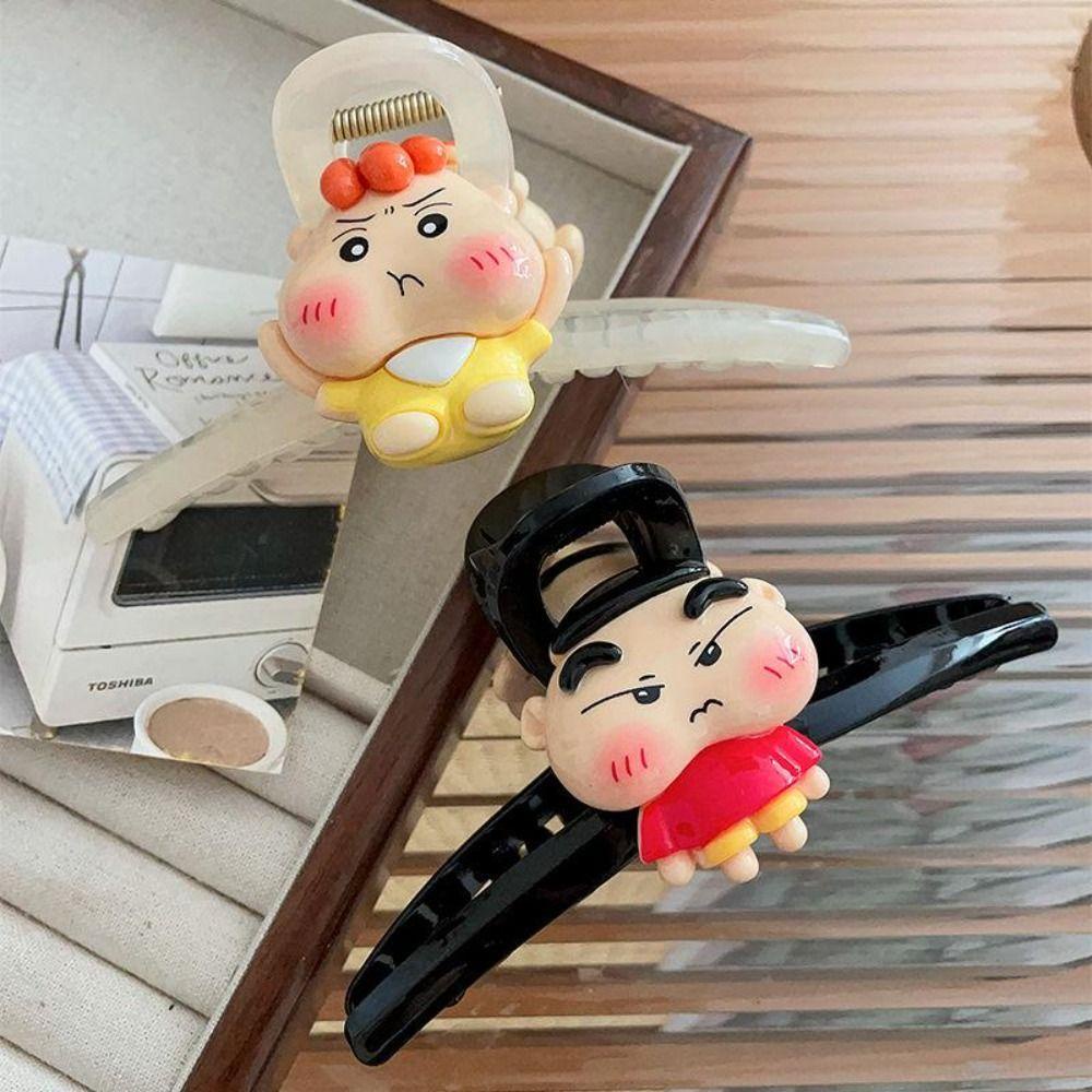 Jestine Kẹp Tóc acrylic Hình Hoạt Hình shin-chan Quà Tặng Hằng Ngày