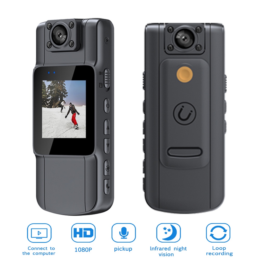 Camera mini hd 1800 Kèm Màn Hình hd ips Chất Lượng Cao°Máy Quay Toàn Thân Quay Phim hd Có Thể Xoay Được len Và Kẹp Sau