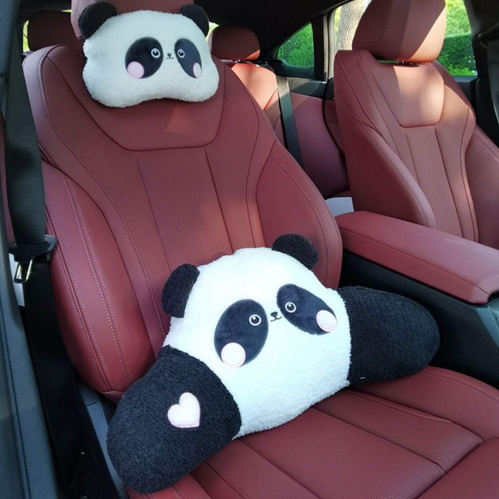 Mmluck panda Gối Tựa Đầu / Tựa Lưng Hình Trái Tim / Gấu Trúc Nhồi Bông Hoạt Hình Trang Trí Nội Thất Xe Hơi