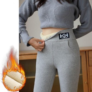 LLCY Quần Legging Lót Lông Cừu Dày Mềm Mại Lưng Cao Linh Hoạt Thời Trang Thu Đông Cho Nữ
