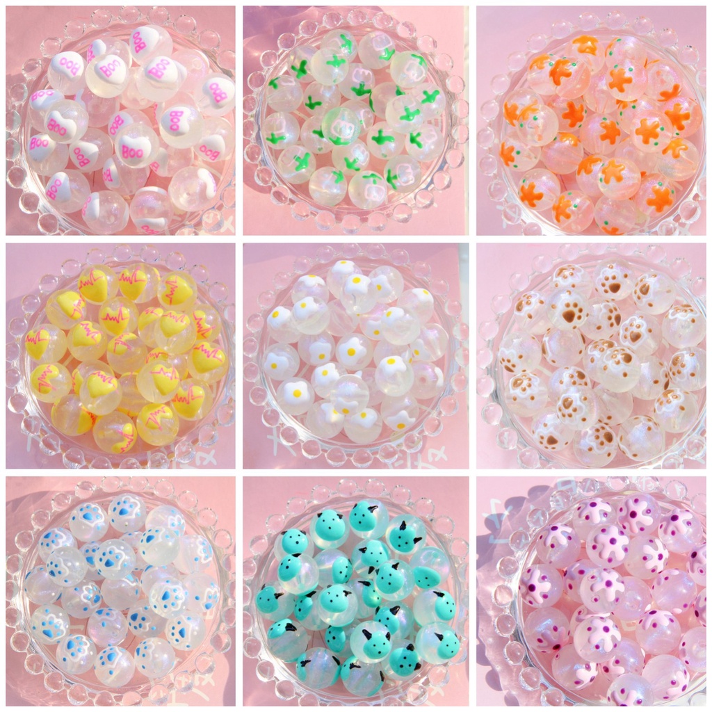 Set 10 Hạt acrylic 16mm Hình Bầu Trời Đầy Sao Phát Sáng Trong Đêm Làm Trang Sức / Điện Thoại / Vòng Tay / Vòng cổ Thủ Công diy
