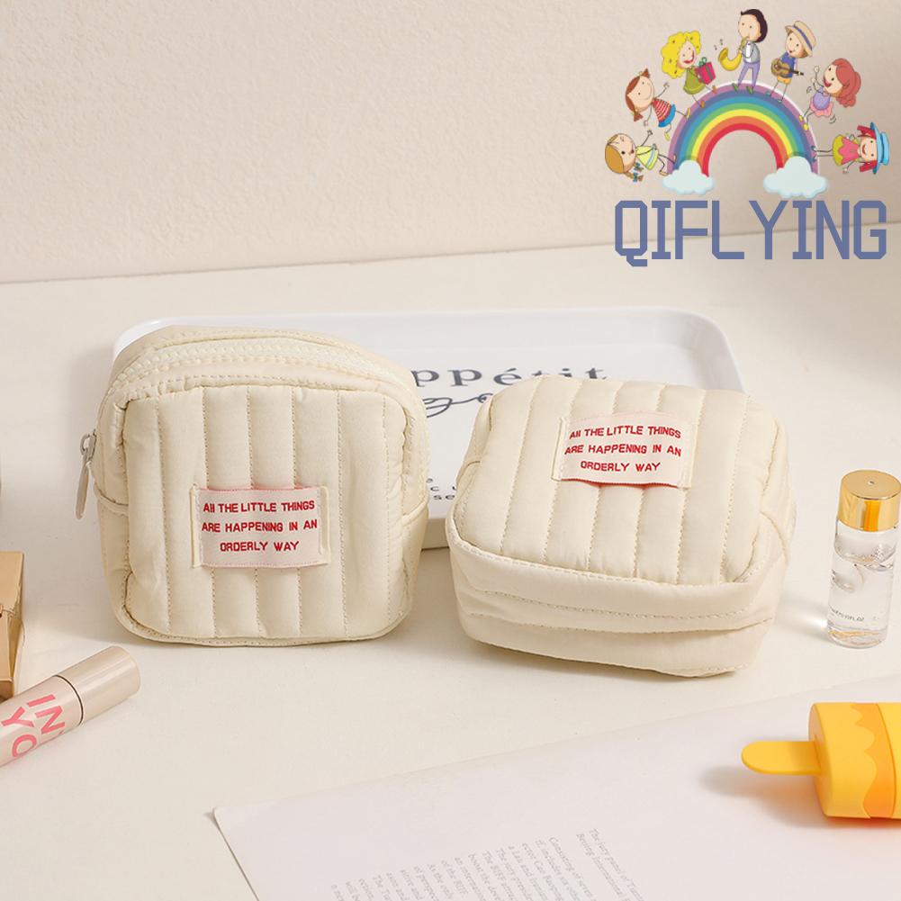 Túi Đựng Mỹ Phẩm / Đồ Vệ Sinh Cá Nhân Cỡ Nhỏ Bằng cotton Mềm Màu Trơn Có Khóa Kéo